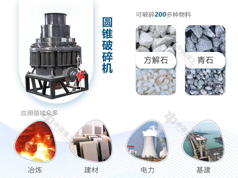 圓錐破能處理多種物料，且應(yīng)用領(lǐng)域廣泛